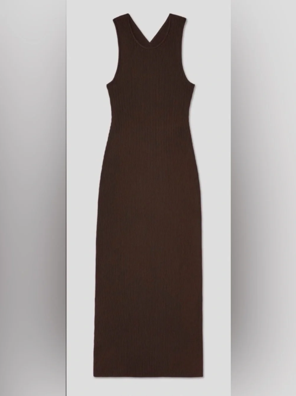 AYR Brown Ribbed Cross-Back Midi Dress - Picture 5 of 7